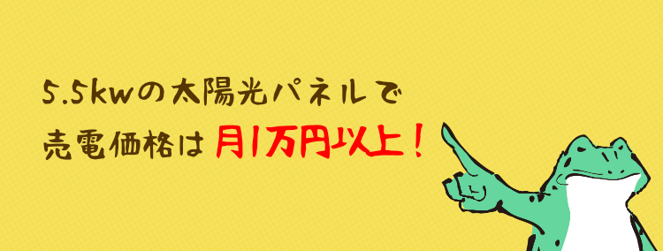 5.5kwの太陽光パネルで売電価格は月1万円以上